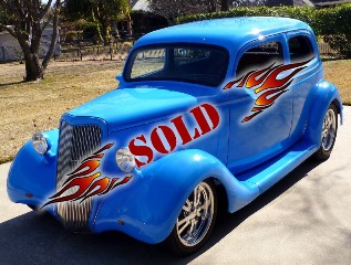 Left front 1935 Ford Humpback Sedan